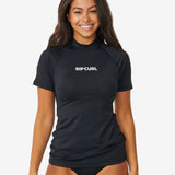 Classic Surf Short Sleeve UV Rash Vest - Dame - Black