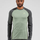 Men's Performance Merinould 150g/m2 Skiundertrøje - Herre - Mette Green/Dark Grey Melange