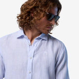 Classic stripe linen shirt - Mænd - Blue/White