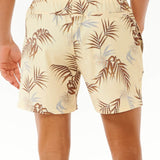 Men's Surf Revival Floral Volley Badeshorts - Herre - Vintage Yellow