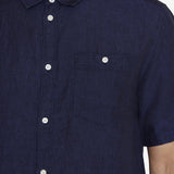 Men's CUSTOM FIT LINEN SHORT SLEEVE SHIRT - Total Eclipse