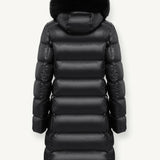 Women's Long Iridescent Dunjakke m. Pelskrave - Dame - Black