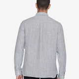 Men's REGULAR STRIPED LINEN SHIRT - Total Eclipse
