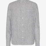 Men's REGULAR STRIPED LINEN SHIRT - Total Eclipse