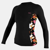 Women's Print Langærmet UPF 50+ Rash Guard - Dame - Black/Blue mech
