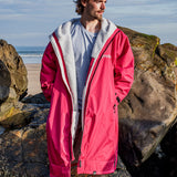 Advance Long Sleeve Surf Poncho - Voksne - Pink/Light Grey