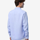 Linen shirt with embroidered logo - Mænd - Light Blue
