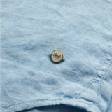 Casual Linen Boyfriend Shirt - Women - Sea Blue Chambray