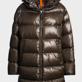 Ivonne Long Hooded Down Jacket - Women - Earth Brown