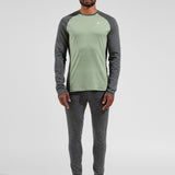 Men's Performance Merinould 150g/m2 Skiundertrøje - Herre - Mette Green/Dark Grey Melange