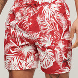 Men's Hawaii-print badeshorts - Herre - Luna Dark Red