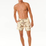 Men's Surf Revival Floral Volley Badeshorts - Herre - Vintage Yellow