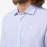 Classic stripe linen shirt - Mænd - Sand/White