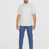 Men's Regular Hør Short Sleeve Shirt - Herre - Light Feather Gray