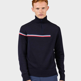 Odysseus Halfzip Merino Strik - Mænd - Dark Navy