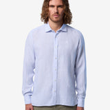 Classic stripe linen shirt - Mænd - Blue/White