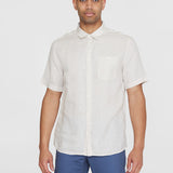 Men's Regular Hør Short Sleeve Shirt - Herre - Light Feather Gray
