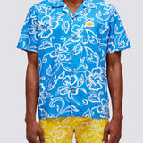 Men's Allov Hibiscus SS Shirt - Herre - Vintage Sapphire (Blå)