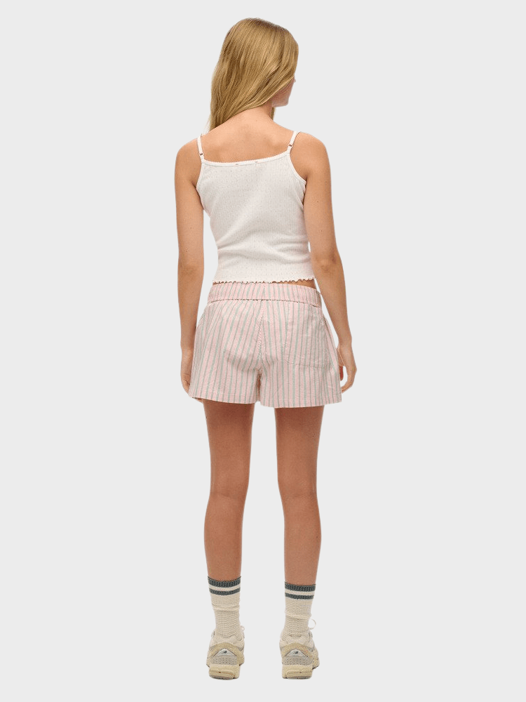 SUPERDRY Cotton Stripe Elastic Short - Dame - Suffolk Pink Stripe