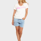 Molokai V Prnted T shirt - Dame - Off White - Gumpel & Co