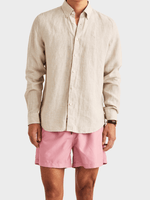 Douglas Linen Shirt-Classic Fit - Khaki
