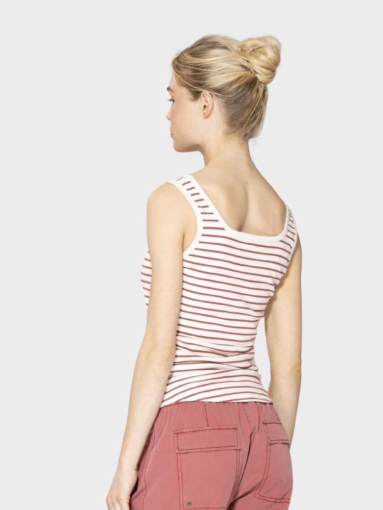 BLUE SPORTSWEAR Annamay striped Top - Dame - Ecru w/Cranberry