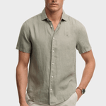 SUPERDRY Riviera Kortærmet Linen Skjorte - Herre - Bay Green