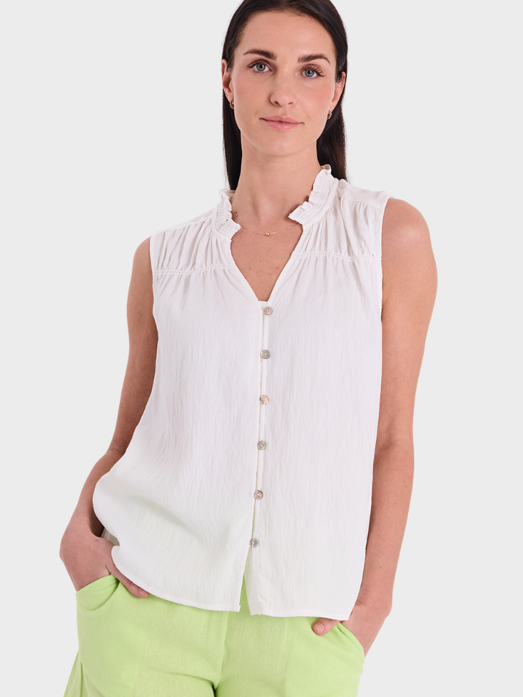 Freequent Esally Top - Dame - BRILLIANT WHITE