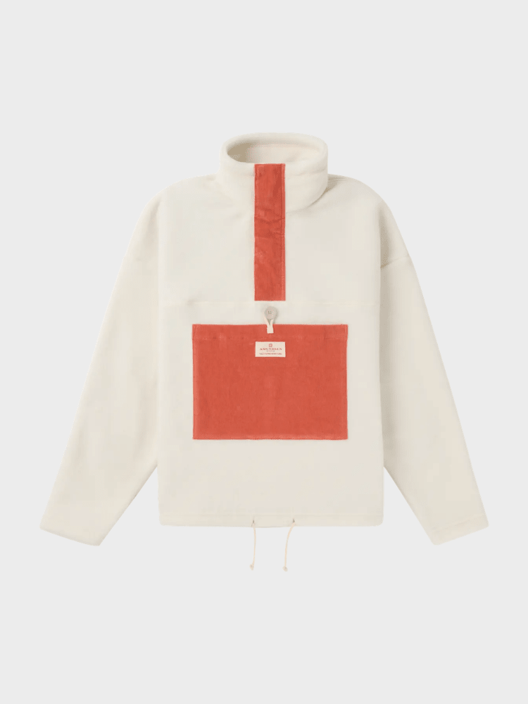 V Bond Cord Fleece - Dame - Natural / Red - Gumpel & Co