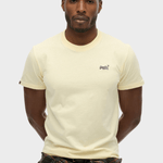 Organic Cotton Essential Logo Tshirt - Herre - Pastel Yellow/Navy - Gumpel & Co