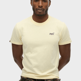 Organic Cotton Essential Logo Tshirt - Herre - Pastel Yellow/Navy - Gumpel & Co