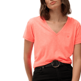 SUPERDRY Studios Slub Embroidered Tshirt - Dame - Fluro Coral