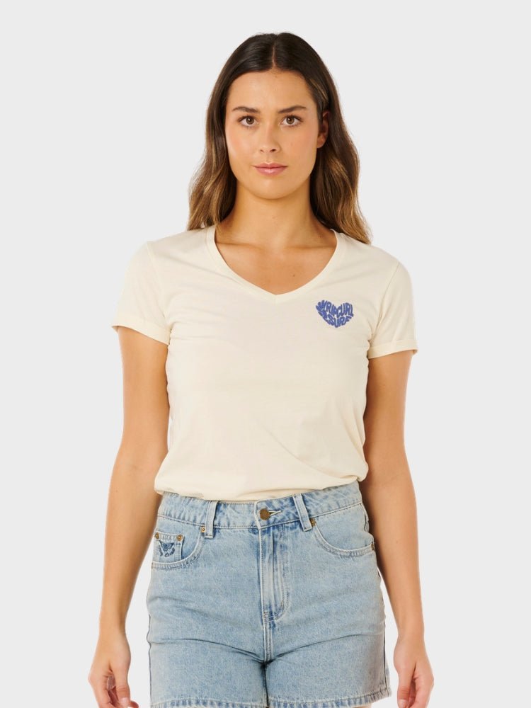 Rc Heart V Neck T shirt - Dame - Lily - Gumpel & Co