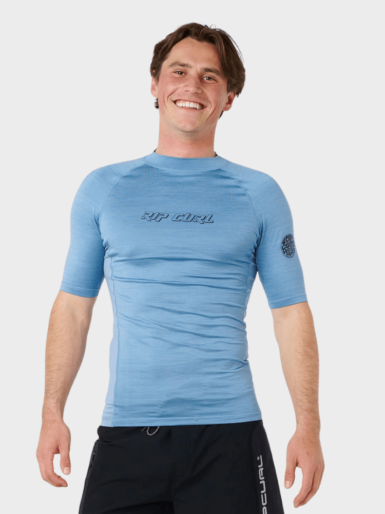 Rip Curl Dawn Patrol UPF Perf S/S UV trøjer - Herre - Faded Denim