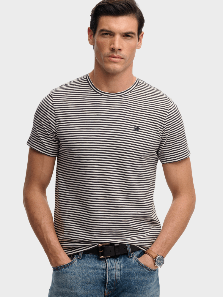 Classic Essential Stripe T-shirt - Herre - Prep Navy Stripe - Gumpel & Co