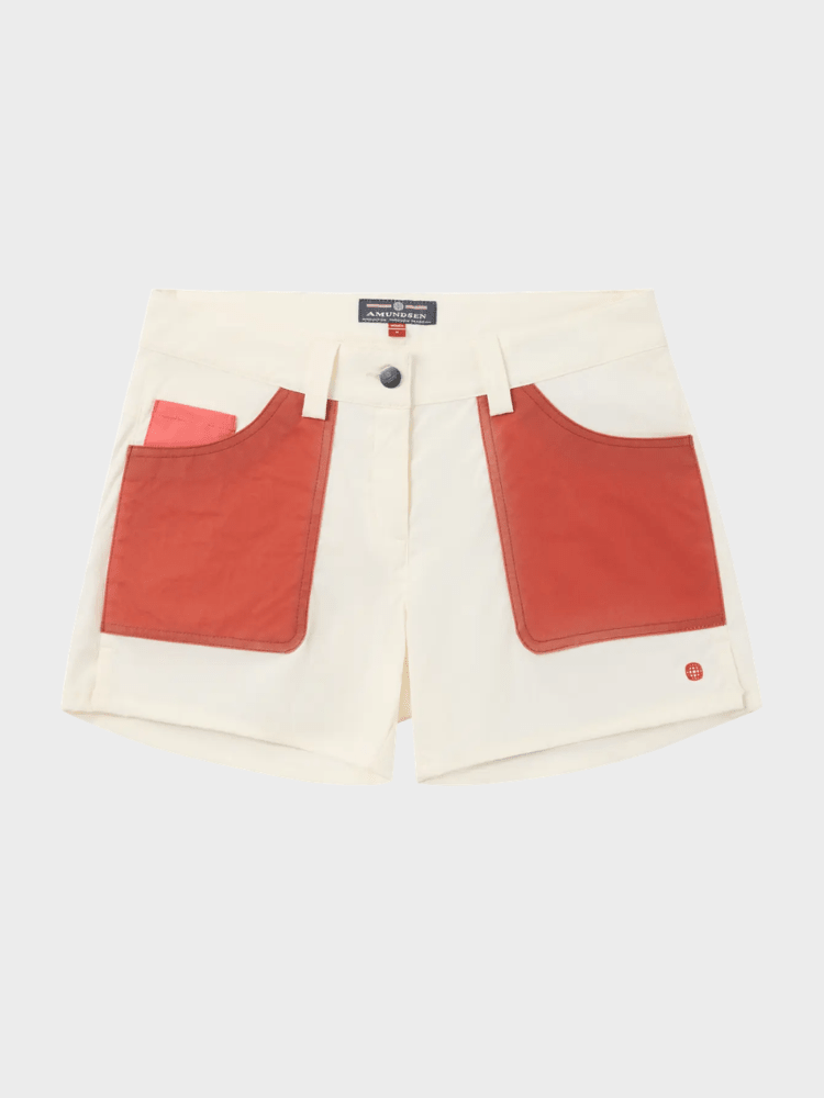 Amundsen W 5 Inch Field Shorts - Dame - Off White / Red
