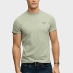 Organic Cotton Essential Logo Tshirt - Herre - Vintage Sage Green Marl - Gumpel & Co