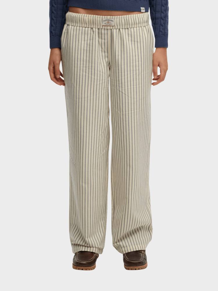 SUPERDRY Cotton Stripe Elastic Bukser - Dame - Lauren Navy Stripe