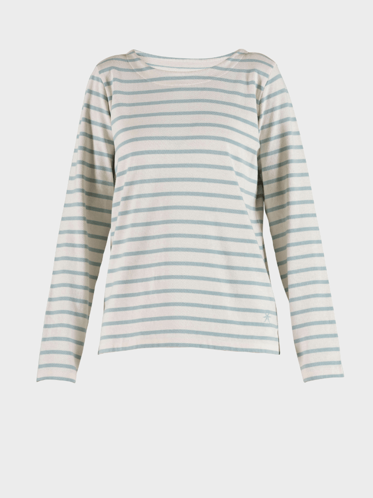 Donna striped Bluse m/lange ærmer - Dame - Ecru w/Aqua - Gumpel & Co