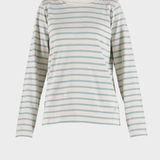 Donna striped Bluse m/lange ærmer - Dame - Ecru w/Aqua - Gumpel & Co