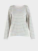 Donna striped Bluse m/lange ærmer - Dame - Ecru w/Aqua