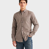 Flannel Herringbone Shirt-Slim Fit - Brown