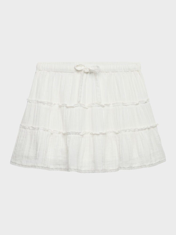 SUPERDRY Cheesecloth Tiered Mini Nederdel - Dame - Off White