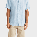 Morris Douglas Linen SS Shirt-Classic Fit - Blue