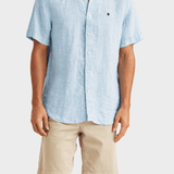 Morris Douglas Linen SS Shirt-Classic Fit - Blue