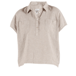 BLUE SPORTSWEAR Lisbeth short linen Shirt - Dame - Chalk-melange