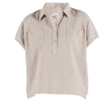 BLUE SPORTSWEAR Lisbeth short linen Shirt - Dame - Chalk-melange