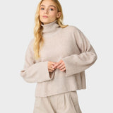 Lambswool high neck sweater Strik - Dame - Kelp melange