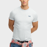 Organic Cotton Essential Logo Tshirt - Herre - Icy Blue Marl/Navy - Gumpel & Co