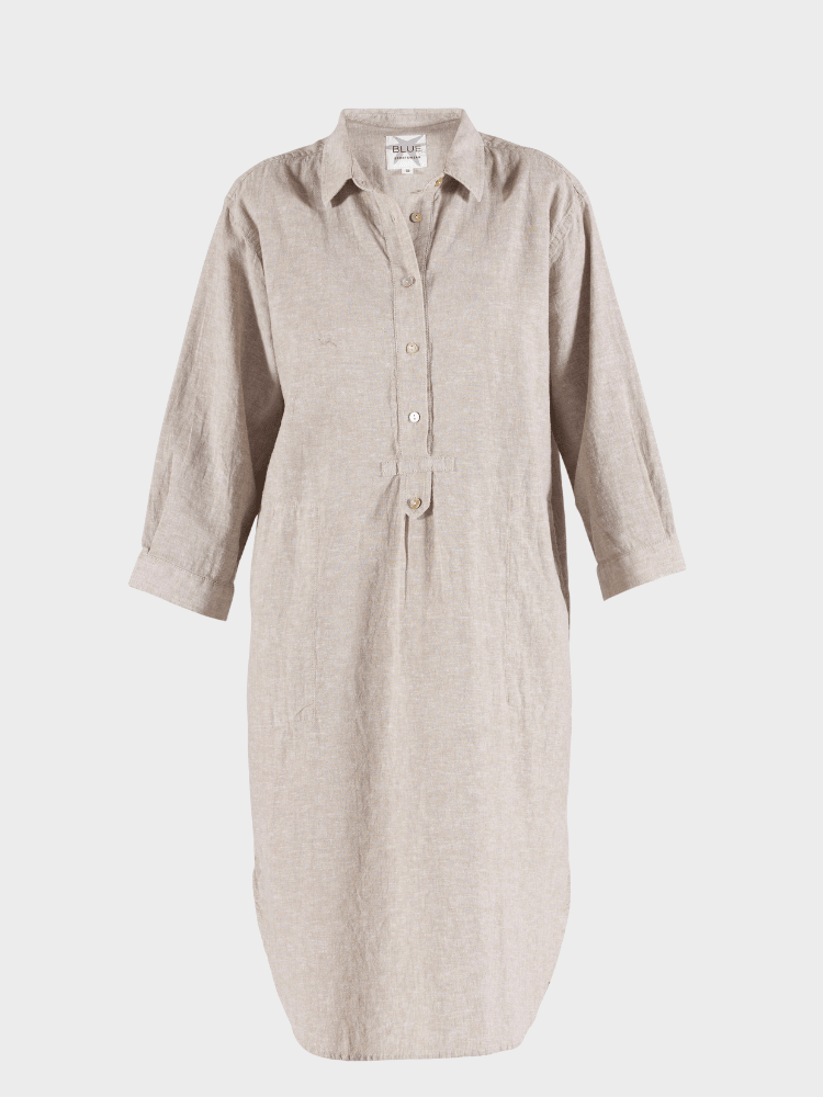 Liv linen Shirt Dress - Dame - Chalk - melange - Gumpel & Co